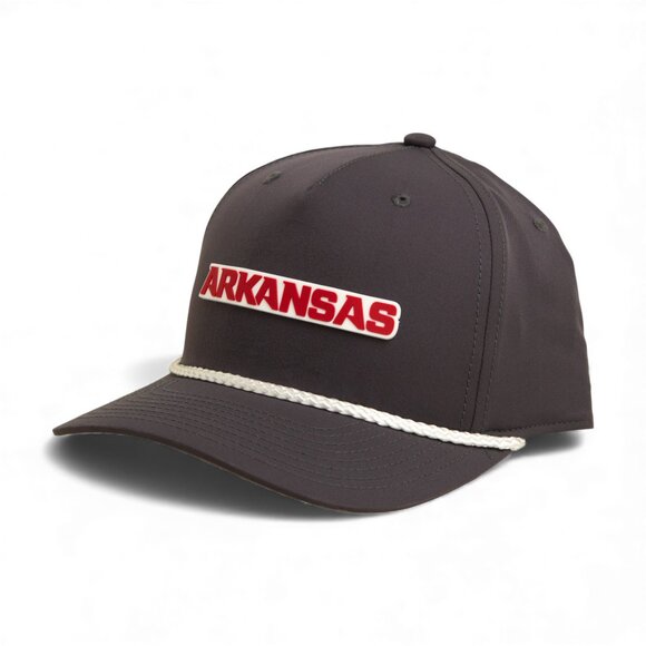 Arkansas Razorbacks ARKANSAS Red 3D Five Panel Classic Rope Hat- Charcoal/ White - Picture 2 of 3
